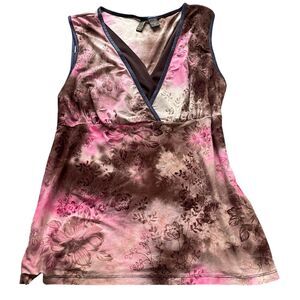 Vtg Womens Babydoll Tank Top Velvet Burnout Sz 1X Whimsygoth Fairy Floral Y2k